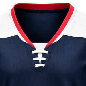 Maillot de hockey sur glace pour femmes, bleu marine et rouge, style équipe, respirant, chemise de hockey athlétique à manches longues, uniforme de hockey performant - Product Image 4