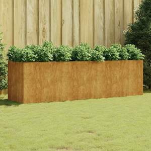 Grand lit de jardin surélevé en acier Corten rouillé avec incrustations décoratives – Fournitures de jardin de qualité supérieure - Product Image 1
