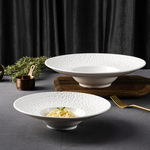 Service de vaisselle en <span class=keywords><strong>porcelaine</strong></span> haute température YAYU – Assiettes à pâtes blanches gravées pour hôtels, <span class=keywords><strong>design</strong></span> personnalisé, en céramique pour restaurants - Product Image 2