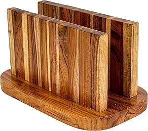 Porta servilletas clásico de madera con base rectangular, diseño vertical de panel, tamaño mediano, para mesa de cocina o comedor. - Product Image 4