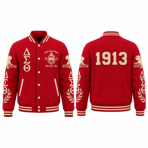 Chaqueta Universitaria Delta Sigma Theta, Roja y Negra, con Mangas Bordadas con Letras Griegas, Estampado Trasero Devastating Divas, Chaqueta Casual para Hombre - Product Image 4