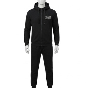 Winter Casual Hooded Solid Printed 100% Cotton Tracksuit Full-Zip Sweatshirt Jacket Elastic Waist Joggers Comfortable <b>Lounge</b> <b>Set</b> - Product Image 5