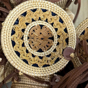 Sac à main demi-lune en rotin tressé fait main pour femme, style bohème d'été, doublure en coton naturel, portable - Product Image 4