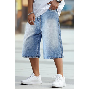 Pantalones Cortos Vaqueros OEM de Mezclilla con Lavado Ácido, Unisex, Estilo Urbano, Casual, de Verano, Tejido, Cintura Media, Ajuste Holgado, Vintage, de Poliéster/Algodón, Venta al por Mayor - Product Image 2