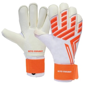 Gants de gardien de but de football en néoprène premium blanc et orange, design personnalisé, latex allemand 4 mm, caoutchouc injecté en silicone. - Product Image 1