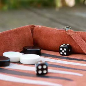 AQDAS INDUSTRIES Leather <b>Backgammon</b> Board Set Foldable Portable Game with Chips Dice Travel Outdoor Use Unisex Custom Logo - Product Image 4