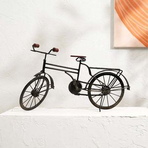 Vintage in legno di ferro miniatura 19x4.5x12 "decorativo vecchio ciclo di scuola accento scultura da tavolo Vintage in ferro legno scultura - Product Image 1