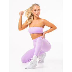 Conjunto de Yoga para Mujer de 2 Piezas, Antibacteriano, Spandex, Color Sólido, Sin Tirantes, Espalda Cruzada, Cintura Alta, Ropa Deportiva Sin Costuras para Entrenamiento Diario - Product Image 1