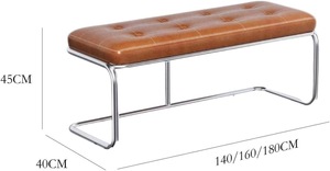 Modern Metal Accent <b>Bench</b> Ottoman PU Leather Soft Seat for Luxury <b>Bedroom</b> Living Room Hotel School Workshop Decor Furniture Bulk - Product Image 2