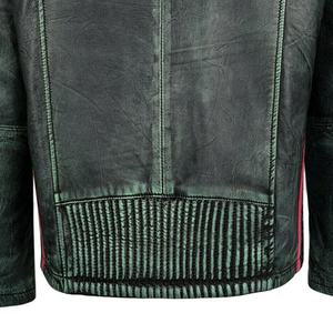 Ropa de abrigo de invierno de carreras unisex, chaqueta Bomber de piel auténtica con cuello levantado y parches bordados para motocicleta de talla grande - Product Image 5