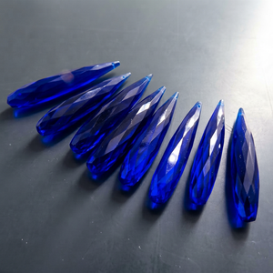 Perles de quartz en verre facetté de 35 mm, en forme de goutte allongée, paires assorties, pierres précieuses en vrac pour la fabrication de bijoux (boucles d'oreilles) - Product Image 1