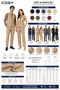 Ensemble 2 pièces style urbain en gros, gilet moderne à col en V et pantalon droit, fournisseur de vêtements urbains personnalisés - Product Image 2