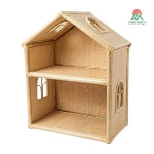 Libreria in rattan naturale fatta a mano, stile casa delle bambole, giocattolo Montessori per bambini, scaffale portaoggetti, decorazione per camerette e asili nido - Product Image 2