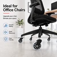 Roulettes pivotantes silencieuses de 3 pouces avec frein pour mobilier et chaise de bureau, en polyuréthane PU, avec anneau de friction, rouleau noir