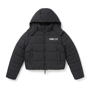 Best Quality Women's <b>Cropped</b> <b>Puffer</b> <b>Jacket</b> Quilted Winter Coat Long Sleeve Zipper Front Adjustable Hem Casual Warm Outerwear - Product Image 4