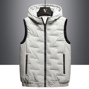Chaleco Acolchado de Invierno sin Mangas con Capucha para Hombre, Cierre de Cremallera, Impermeable, Transpirable, Cortavientos, Ropa Exterior Informal, Color Sólido, Lona - Product Image 1