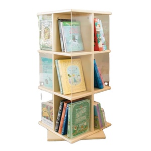 EdQ Essentials Exhibición de libros giratoria de 3 niveles Organizador de juguetes de sala de juegos para niños seguros y librería con contenedores de cubículos para uso escolar - Product Image 6