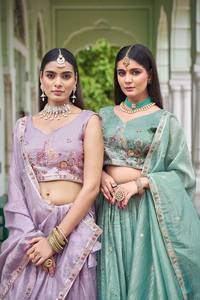 Apparel Accessories Ethnic Clothing Indian Pakistani Sets <b>Gold</b> Crush Thread Sequin Embroidered Lehenga Unstitched <b>Blouse</b> (HK 64) - Product Image 6