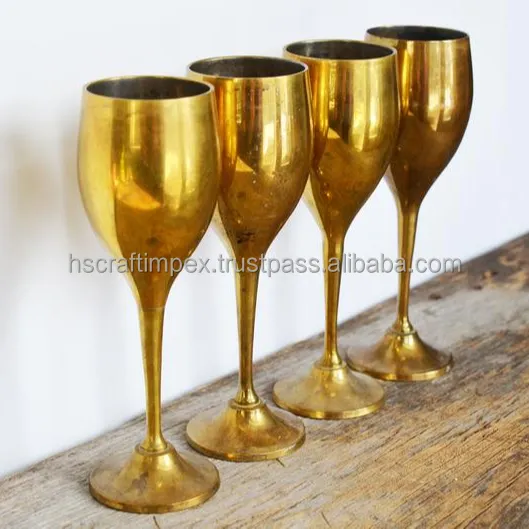 Bicchiere da Cocktail in metallo ottone fatto a mano calice da vino placcato Made in India di HS Craft Impex