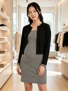 Robe de maternité professionnelle Bmama, robe de bureau à fermeture éclair discrète pour l'allaitement, robe de grossesse en deux pièces à motif pied-de-poule - Product Image 6