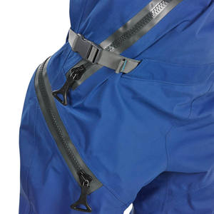 Unisex Teal Waterproof Polyester <b>Work</b> Coverall with <b>Black</b> Trim and Zippered Pockets for Industrial Use - Product Image 5