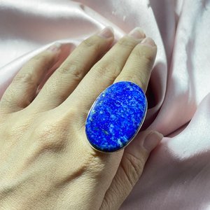 Anillo de Lapislázuli Hecho a Mano, Anillo Elegante de Plata de Ley con Piedra Preciosa Grande, Joyería de Lujo, Regalo para Mujer, Joyería Fina - Product Image 5