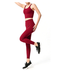 Conjunto de Yoga para Mujer de 2 Piezas, Directo de Fábrica, Marca Privada, Color Sólido, Todas las Tallas, Transpirable, Cintura Alta Elástica, Ropa de Gimnasio - Product Image 1