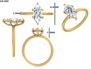 Anillo de compromiso solitario de moissanita de 2 quilates con corte marquesa, oro amarillo macizo de 14K, engaste de lujo con puntas, para fiesta o boda - Product Image 6
