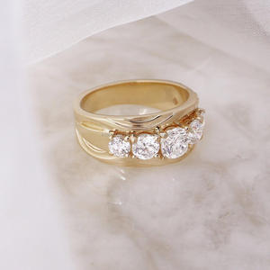 Igi/gia แล็บตัดเพชรวินเทจ14K สีเหลืองแหวนแต่งงาน/งานหมั้นใส่ได้ทั้งชายและหญิงสีขาวทองคุณภาพดีสำหรับงานปาร์ตี้ครบรอบ-คุ้มค่า - Product Image 1