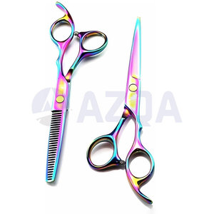 Juego de Tijeras Profesionales de Acero Inoxidable con Recubrimiento Negro para Cortar y Entresacar Cabello, para Uso en Barberías y Salones de Belleza - Product Image 4