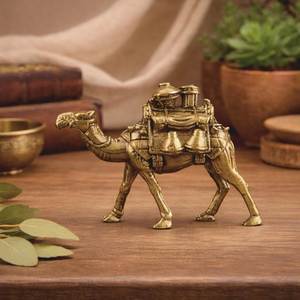 Designer Brass Camel <b>Table</b> Centerpiece Traditional Indian Decorative Accent for Luxury Living Room Setup - Product Image 3