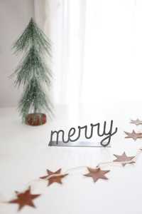 Merry Metal Christmas Centerpiece Decorative Sign Modern Holiday <b>Table</b> Decoration Rectangle Shape - Product Image 2