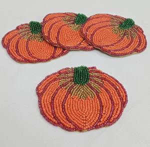 Handmade pumpkin beaded coasters - Set of 6 - Product Image 3