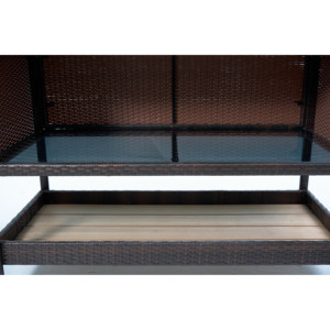 Gabinete de almacenamiento rodante de doble puerta para exteriores, mimbre de ratán PE con tapa de vidrio para almacenamiento al aire libre - Product Image 6