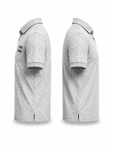 Chemise grise unie à manches courtes pour homme, en polyester/coton tricoté, respirante, style décontracté, avec logo personnalisé brodé sur le devant, OEM - Product Image 4