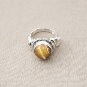 Natural <b>Tiger</b> <b>Eye</b> Gemstone <b>Ring</b> 925 Sterling Silver Handmade Vintage Statement <b>Ring</b> Oval Cabochon Men Women Jewelry for Unisex - Product Image 4