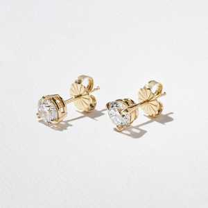 Boucles d'oreilles clous en diamant 1 carat, or massif 14k 18k, rondes, cultivées en laboratoire, à fermoir poussoir, serties à griffes, de luxe, pour usage quotidien, classiques, fabricant - Product Image 6