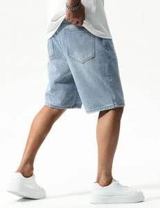 Shorts en jean baggy pour hommes, coupe ample, style vintage, jambes larges, streetwear oversize, hip hop, décontracté, en denim. - Product Image 3
