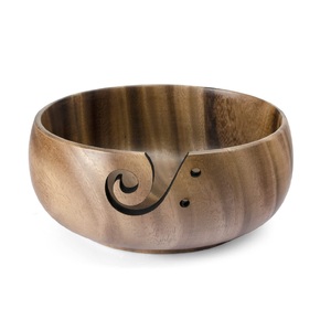 Bol de rangement pour fil en bois artisanal, portable, avec trou en spirale pour accessoires de tricot - Product Image 3
