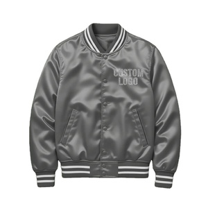 Veste universitaire personnalisée en satin de polyester avec boutons-pression, style baseball, grande taille, vente en gros - Product Image 3