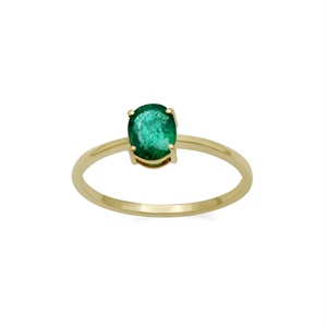 14K Solid Yellow Gold Oval <b>Green</b> Emerald Solitaire <b>Ring</b> Fine Jewelry Wholesale Minimalist Custom Genuine Gemstone <b>Ring</b> For Women - Product Image 1