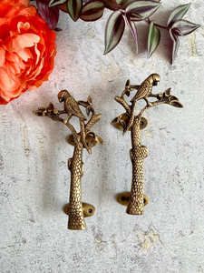 Poignée de portail orientale en fer forgé, style traditionnel, résistante à la rouille, avec revêtement en poudre, motif arbre et perroquet, décorative - Product Image 3