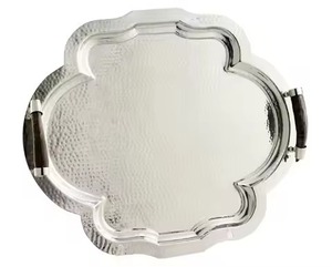 Plateau de service rectangulaire en cuivre martelé fait main, style glamour, pour mariage, vaisselle de fête - Product Image 2