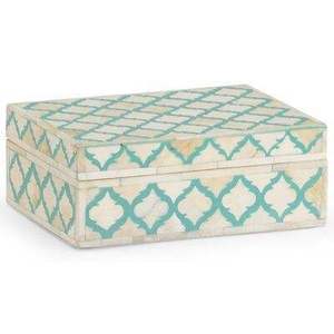 Joyero de Hueso y Cuerno con Patrón Geométrico Negro y Beige, Incrustaciones de Hueso, Acabado Pulido, Precio de Fábrica, Multiusos - Product Image 1