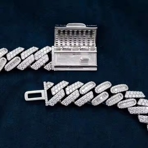 New Luxury Miami Cuban Link Chain Fully Iced D VVS Studded Diamond <b>Tester</b> Check Moissanite Fashion Necklaces - Product Image 2