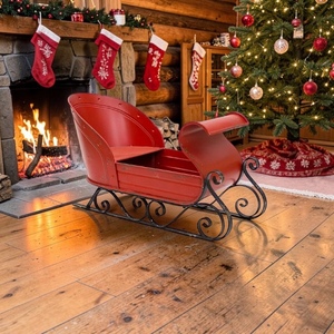 <b>Red</b> Metal Santa Sleigh Traditional Christmas Decoration Durable <b>Ornament</b> - Product Image 5