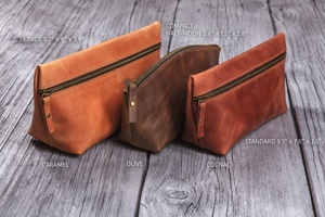 Artículos de tocador de cuero portátiles Cosméticos de doble capa Bolsa compacta Regalo de dama de honor - Product Image 4