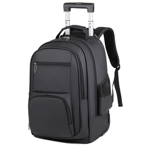 Mochila impermeable negra con ruedas para portátil, de gran capacidad, para viajes de negocios, con asa telescópica y correas para los hombros. - Product Image 2