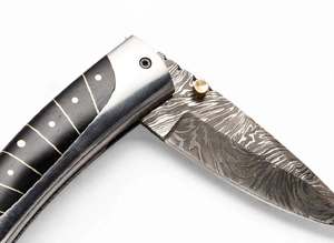 Handcrafted Damascus Steel <b>Folding</b> Executive <b>Desk</b> Tool Inlaid Wood Handle Gift Piece - Product Image 4
