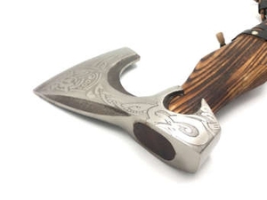 High Quality Industrial Stainless Steel Damascus Flat Backed Handmade Pizza Cutter <b>Axe</b> Head 2 2/5-Inch Rose Wood <b>Handle</b> OBM - Product Image 1